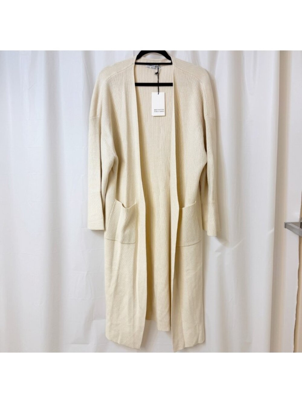 Brunette The Label Matilda Rib Knit Oversized Maxi Cardigan Cream XS/S